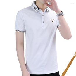 Men's T Shirts Fashion Men's Polo Shirt Loose Youth Business Embroidered Casual Handsome Slim Pure Cotton Short-Sleeved Breathable