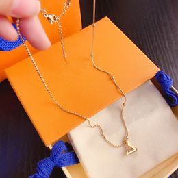 New charm 18K gold-plated luxury designer pendant necklace stainless steel letter female wedding pendant necklace beaded jewelry accessories party gift X043