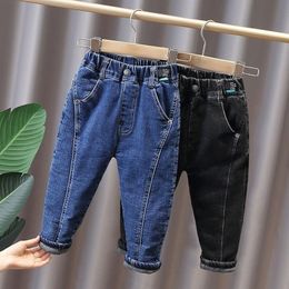 Jeans Designer Solid Color Jeans Quilted Denim Trousers Toddler Boy Jeans Slim Casual Pants Fall Winter Boys Jeans Thermal Harem Pants 230306