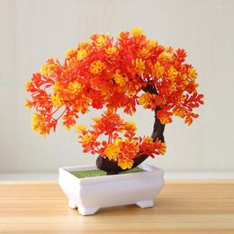 Decorative Flowers 19cm Artificial Plants Bonsai Pots Fake Rich Tree Home Garden Decor For Table Living Room Bedroom Ornaments Decoration