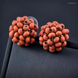 Stud Earrings LEEKER Boho Brown Black Wood Round Beads For Women Jewelry And Accessories Female 2023 Trend 348 LK6