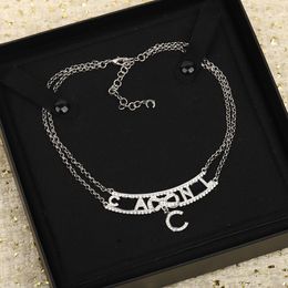 2023 Luxury quality Charm pendant necklace with diamond and words design in silver plated have box stamp PS3867