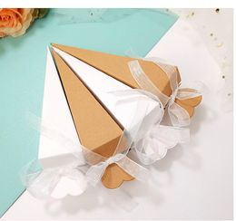 Gift Wrap 50pcs Ice Cream Tip Cone Shape Gift Box Paper Candy Dragee Birthday Wedding Favour Gift Bags Chocolate Packaging Wrapping Bags 230306