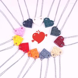 Pendant Necklaces Tide Colourful Cute Heart Necklace Brick Couple Girl Boy Elements Valentine's Day Jewellery Gift 2pcs Friendship