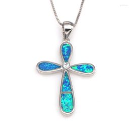 Pendant Necklaces Cross Opal Necklace Fashion Blue Women's JewelryPendant NecklacesPendant