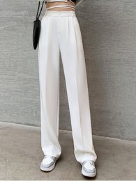 Women's Pants Capris Women Casual Loose High Waist Wide Leg Pants Spring Summer Female Floor-Length White Suits Pants Ladies Long Trousers 230306