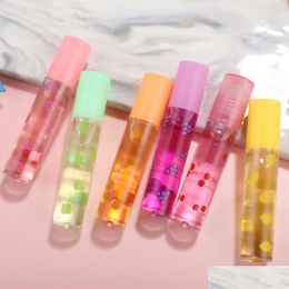 Lip Gloss Transparent Fruit Nutritious Lipgloss Natural Colour Change Jelly Liquid Lipstick Moisturising Cute Oil Drop Delivery Healt Dh2Bt