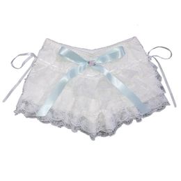 Womens Shorts Multilayer Lace Short Ribbons Flower Ruffles Elastic Waist Cute Cake Lolita for Sweet Girls Kawaii Clothes 230306