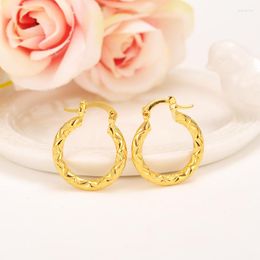 Hoop Earrings Gold Africa Dubai Round Jewellery Romantic Ethiopia Geometric For Women Twisted Earring Girls Wedding Gifts