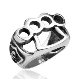 حلقات الكتلة الشرير القوطية التيتانيوم فولاذ الذهاب Fit Brass Knuckles Men Finger Finger Biker Bood Skull Ring Vintage Jewelrycluster