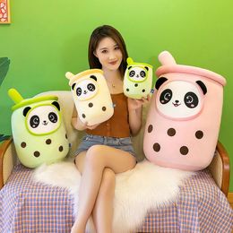 Plush dolls 2023 new panda milk tea cup doll plush toy for girls to sleep large pillow wholesale doll Free UPS or DHL