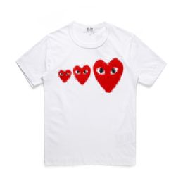 Designer TEE Men's T-Shirts Womens Com des Garcons CDG Big Heart play T-Shirt Invader Artist Edition White Brand New