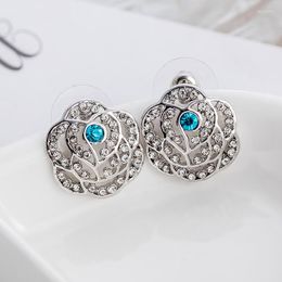Stud Earrings ER-00582 Korean Fashion Crystal Jewlery Birthday Gift Luxury Hollow Flower For Women Items With