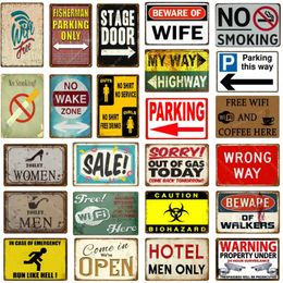 No Wake Zone art painting Metal Plate Wall Decor Restrooms Toilet Tin Signs Vintage Poster WiFi Smoking Painting Personalised tin Plaques Size 30X20CM w02