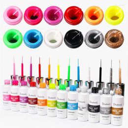 Nail Gel 8ml Wire Drawing Nails Polish Spider Web Varnish Painting Liner DIY Design Black White Lacquer Silk UV Glue Manicure 12Color