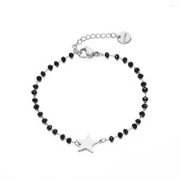 Charm Bracelets Black Crystal Beaded Chain Bracelet For Women Female Fashion Small Cute Star Gift Pulseira Mulher Steel Jewellery