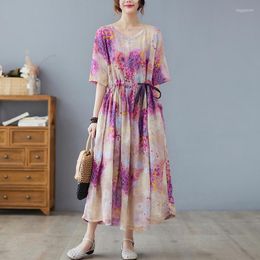 Party Dresses 2023 Arrival High Waist Thin Soft Tie Dye Print Cosy Loose Summer Dress Lady Work Holiday Travel Casual Women