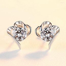 Stud Earrings Fashion And 925 Silver Needle Heart-Shaped For Female Students Personality Ladies Jewellery