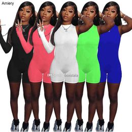 Women Designer Clothing One Shoulder Jumpsuits Sexy Rompers Elegant Fashion Skinny Bodysuit Pullover Comfortable Clubwear Jumpsuit Shorts