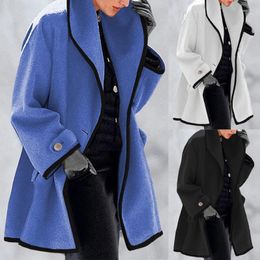 Women's Wool & Blends Solid Colour Jacket 2023 Autumn Winter Womens Coat Trench Ladies Warm Slim Long Overcoat Outwear #T2G Tess22