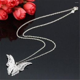 Pendant Necklaces Chic Beautiful 3 Layer 3D Crystal Color Hollow Butterfly Long Necklace Sweater Collars Jewelry