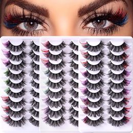 Thick Curly Colourful False Eyelashes Naturally Soft & Delicate Reusable Handmade Multilayer 3D Fake Lashes Extensions Makeup Accessory Full Strip Lash