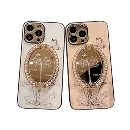 Cell Phone Case For Iphone Cover 13 14 pro max Butterfly Mirror Phone Case Apple 12 Diamond-encrusted Stand Luxury Rhinestone Girl Butterfly Mobilephone Shell Retail