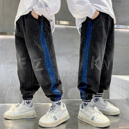 Jeans Boys Denim Pencil Pants Jeans Cotton Korean Casual Clothes Children Spring Autumn Elastic Waist Trousers 4-14Y 230306