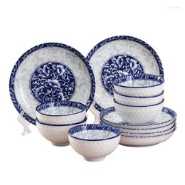 Dinnerware Sets 12pcs/ 8pcs/4pcs Japanese Blue-and-white Briefness Style Ceramic Bowls Plates Porcelain Tableware Set