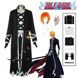 Anime Costumes Anime Bleach Kurosaki Ichigo Cosplay Come ThousandYear Blood War Wig Black Shinigami Attire Outfit Uniform Halloween Men Set Z0301