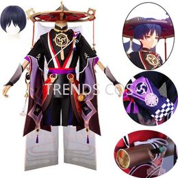 Anime Costumes Highquality Genshin Impact Scaramouche Cosplay Come Halloween Suit Uniform Party Outfit Kunikuzushi Scaramouche Outfits Wig Z0301