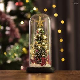 Christmas Decorations LED Glass Dome Tree Display Base Fairy String Light Home Decor Bedroom Desk Night For Gift