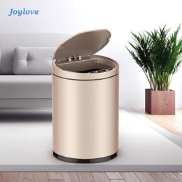 Waste Bins Joylove Intelligent Trash Bin Home Living Room Bedroom Kitchen Bathroom Automatic Induction Trash Can Stainless Steel Trash Can 230306