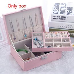 Jewellery Pouches Display Large Capacity Holder Diamond PU Leather With Lock Box Solid Earrings Women Home Double Layer Ring Necklace