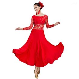 Stage Wear Lace Ballroom Dance Dress Modern Flamenco Waltz Standard Practise Competition Costume