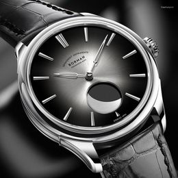 Wristwatches Switzerland BORMAN Automatic Mechanical Men's Watches 50M Waterproof Skeleton Sapphire Moon Phase Clocks