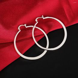 Hoop Earrings 5.5CM/55MM 925 Sterling Silver Round Flat For Women Luxury Designer Jewellery Offers With Accessories