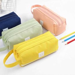 Pencil Bags Creative Large Capacity Handle Bag MultiFunction Double Pencil Case Pen Organiser Pouch with Zip for Boys Girls School Supplies J230306