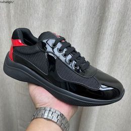 Men America'S Cup Xl Leather Sneakers High Quality Patent Flat Trainers Black Mesh Lace-up Casual Shoes Outdoor Runner MKJL rh2000000001