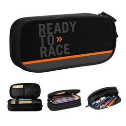 Pencil Bags Ready To Race Pencil Cases for Girl Boy Big Capacity Enduro Cross Motocross Bitumen Bike Life Pen Bag Box Stationery J230306