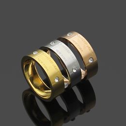 3 Colors Top Quality Simple Love Ring 2 Diamonds Luxury Titanium Steel Couple Rings Fashion Women Designer Jewelry Lady Party Gifts