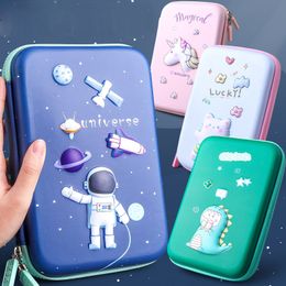 Pencil Bags Cute 3D Cartoon Universe Cases Large Capacity Mulfunction Kawaii Unicorn School Student Pen Box Stationery Supplies 230306