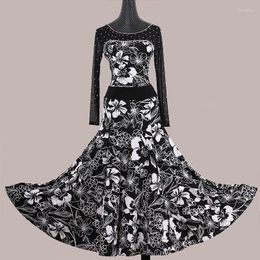 Stage Wear Print Ballroom Dance Dress For Dancing Standard Tango Costumes Waltz Dresses Women Ball Gown Plus Size