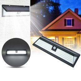 Solar Wall Lights 118 LED Waterproof Light Control Motion Sensor Security Solar Panel Light crestech