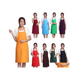 Aprons Plain Apron With Front Pocket Bib Kitchen Cooking Craft Chef Baking Art Adt Teenage College Clothing Drop Delivery Home Garde Dhpqh