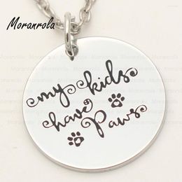 Pendant Necklaces Arrival "my Kids Have Paws" Jewelry Copper Necklace & Keychain Cute Puppy Gift For Pet Dog Lover