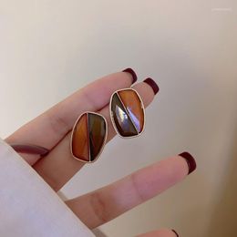 Backs Earrings Vintage Contrast Geometric Earring Earclip No Hole Temperament Simple Enamle Square Clip On Non Pierced For Women Party