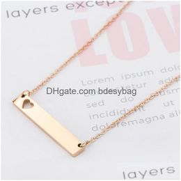 Pendant Necklaces Love Heart Necklace Newest Fashion Gold Solid Blank Bar Stainless Steel For Buyer Own Engraving Jewelry Diy Drop D Dhpv9