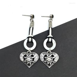 Dangle Earrings Fashion Statement Bohemia Antique Silver Heart Shape Flower Women Drop Round Shell Jewelry