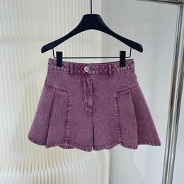 Women's Short's Highend Luxury Brand Mini Skirt Original Letter Patch Design High Quality Famous Denim Pleated 230306